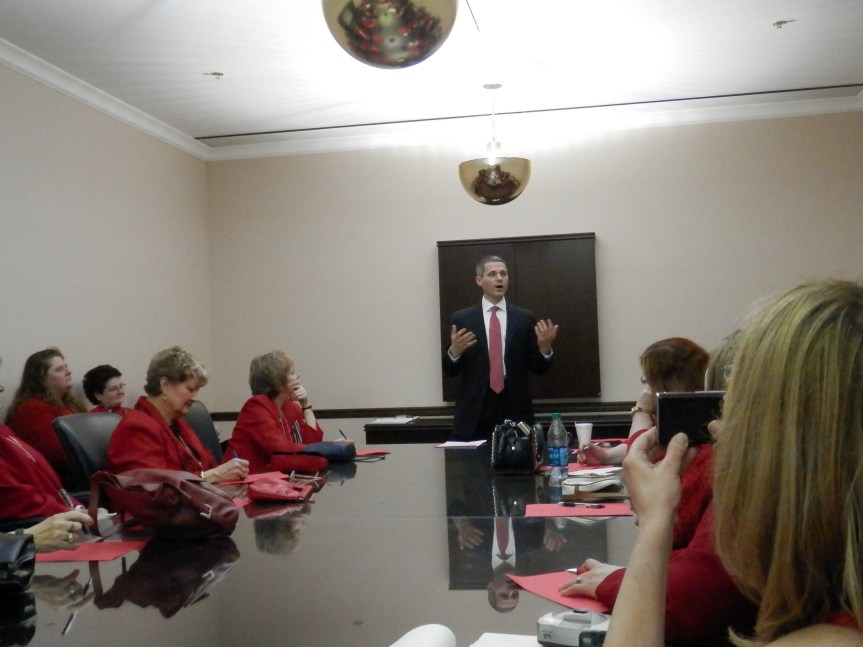 Rep Rob Kauffman addresses small games of chance with the ladies.  