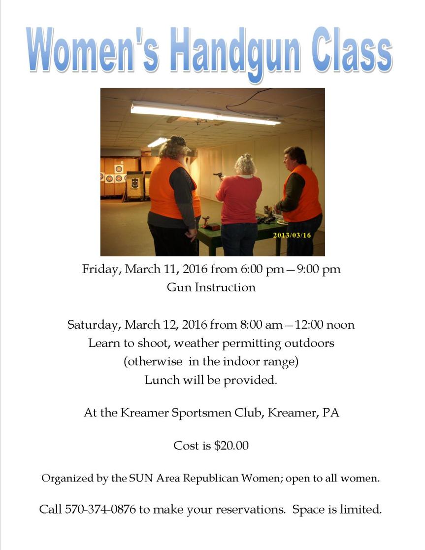 Women's Handgun Class (March 11 &amp; 12, 2016)